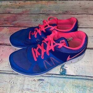NIKE Youth Blue Hot Pink Flex Running Shoe - US 6.5Y / EU 39 / UK 6